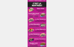 Planning de reprise des Entrainements!!