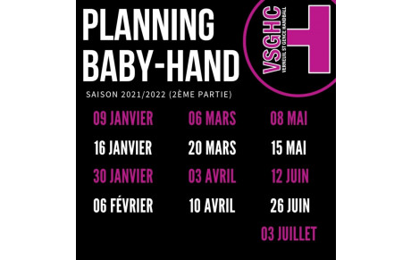Planning Baby-Hand 2eme phase 2021/2021