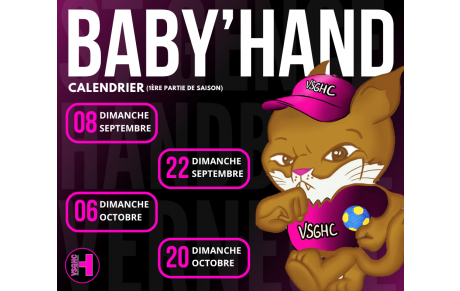 Calendrier Baby'Hand (1ère partie de saison)